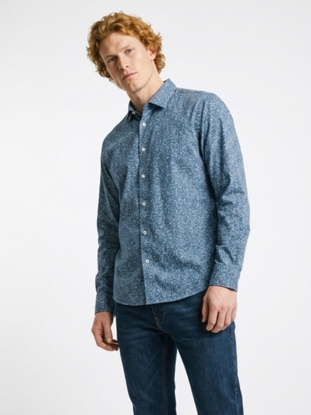 Egara Blue Floral Button Down Shirt